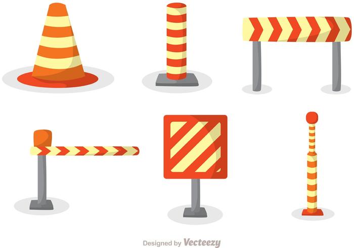 Orange Road Traffic Icons Vector