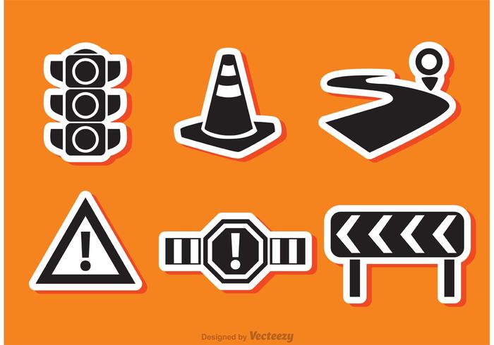 Road Traffic Black Icon Vectors