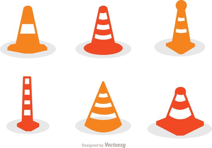Orange Cone Icons Set Vector