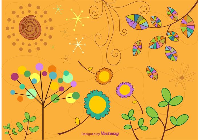 Retro Cartoon Floral Background Retro Cartoon Floral Background
