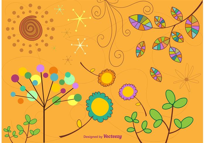 Fondo de dibujos animados retro floral vector