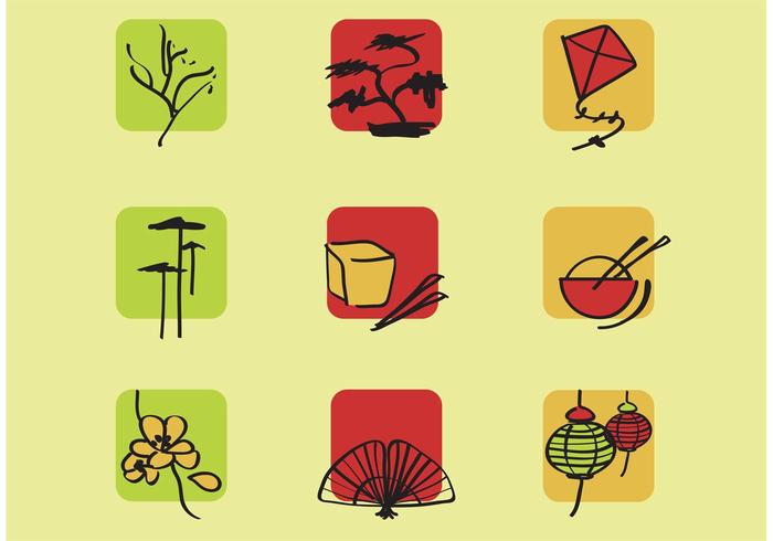 Set Chinese Vector Icons