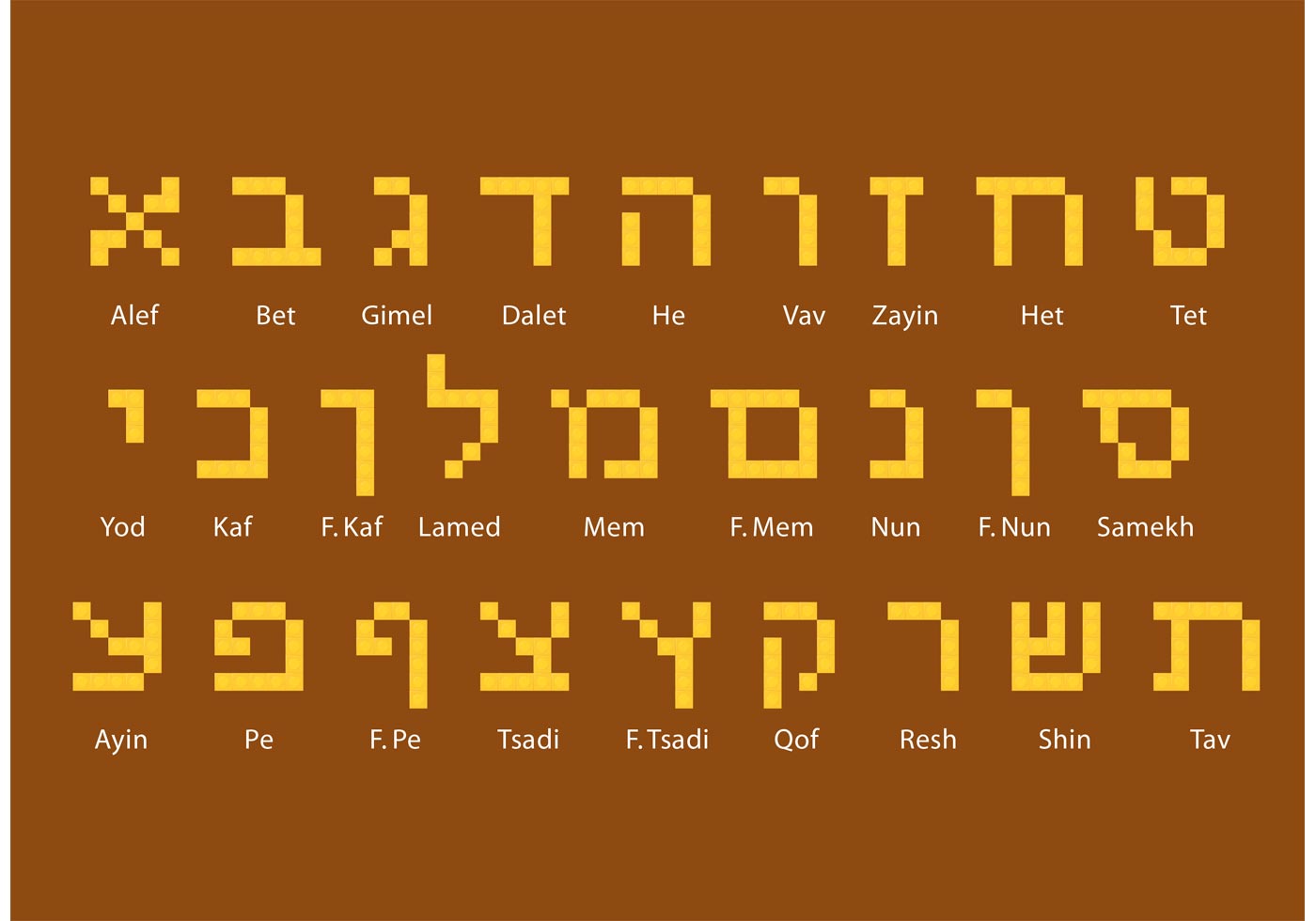 Block Hebrew Alphabet Vectors - Download Free Vector Art ...