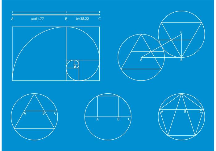 Golden Ratio Blue Print Vector 