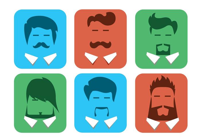 Avatares masculinos libres del vector con barbas