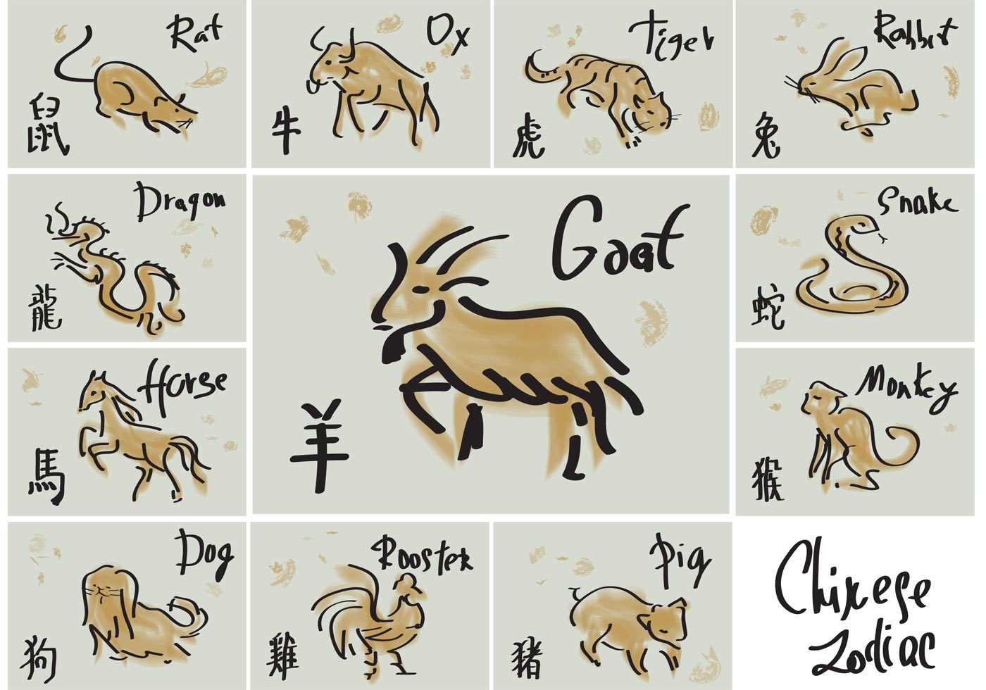 Chinese Zodiac Animals Vector Art, Icons, and Graphics for Free Download