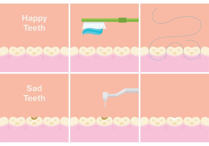 Happy & Sad Teeth Vectors Happy & Sad Teeth Vectors