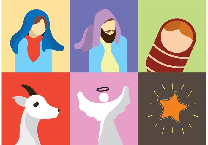 Birth of Christ Vector Icons