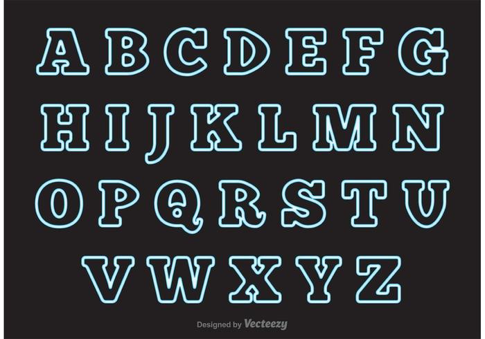 Blue Neon Style Alphabet vector