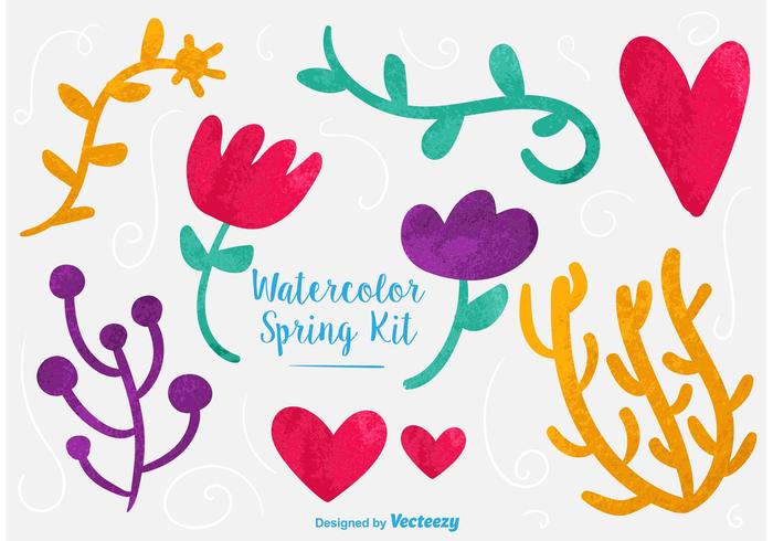 Watercolor Vector Floral Graphics