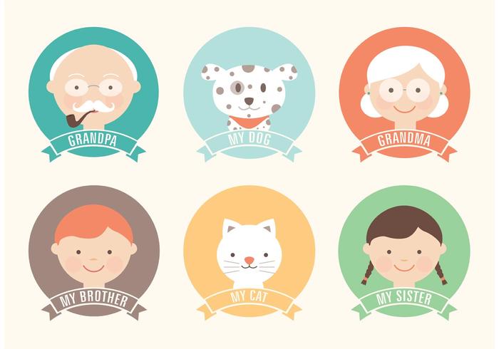 Libre plana Familia Vector Icon Set