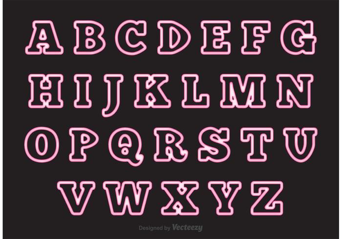 Pink Neon Style Alphabet vector