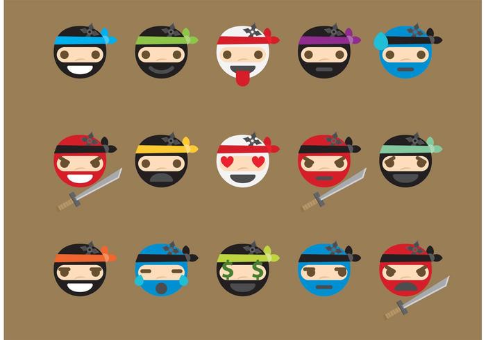 Ninja Emoticon Vectors 