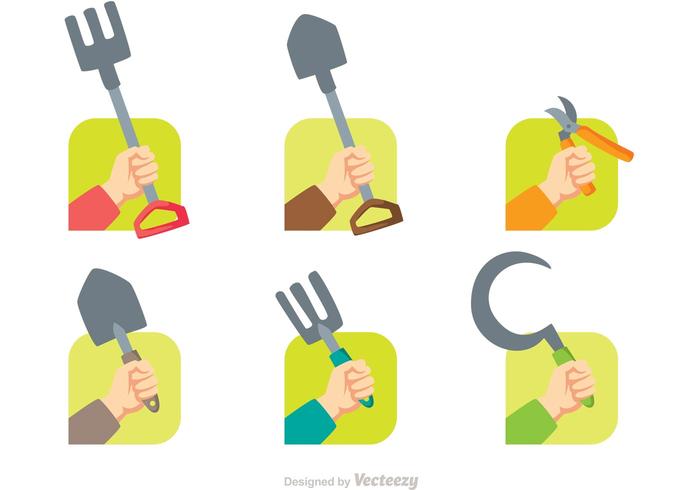 Gardening Hands Icons Vector