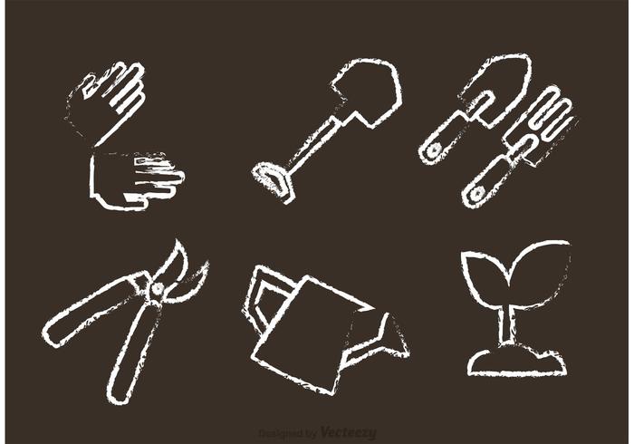 Chalk Drawn Gardening Vectors