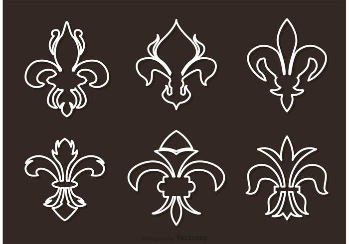 Fleur De Lis White Outline Vectors