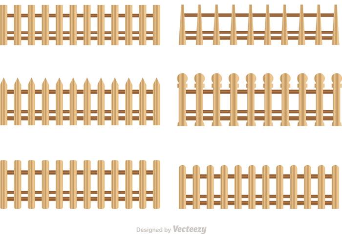 Vectores de piquete de madera de la cerca