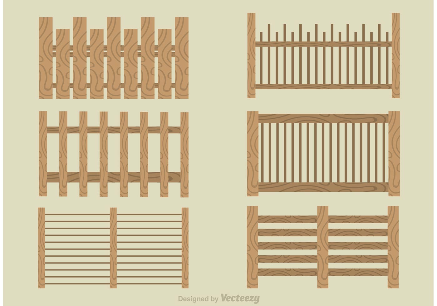 Download Set Of Modern Picket Fence Vectors - Download Free Vectors ...