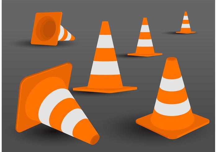 Orange Cone Vector Pack 