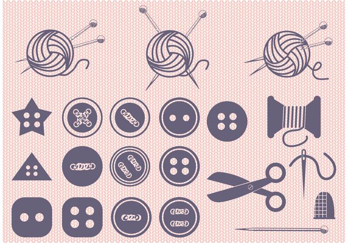 Set of Ball of Yarn and Sewing Vectors 