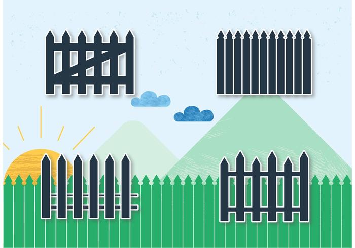 Picket Fence Vectors with Landscape Picket Fence Vectors with Landscape