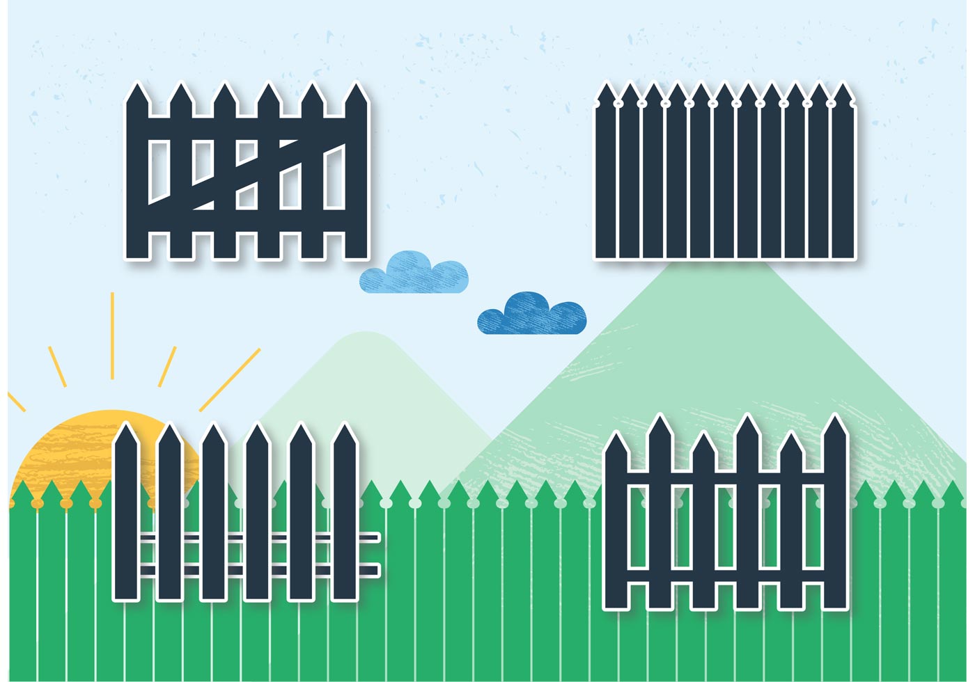 Download Picket Fence Vectors with Landscape - Download Free Vector ...