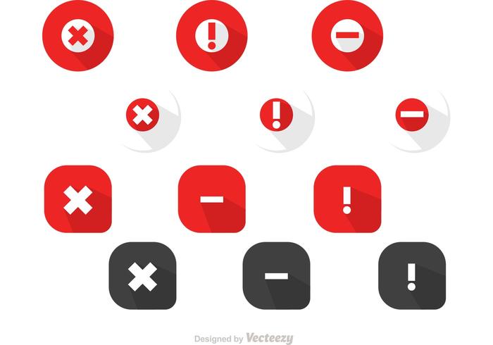 Simple Red Circle Cancelled Icons Vector Pack