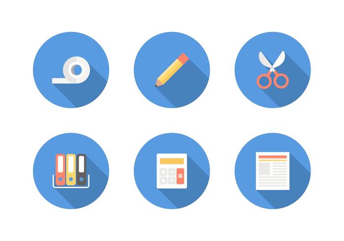 Free Flat Office Supply Vector Icons