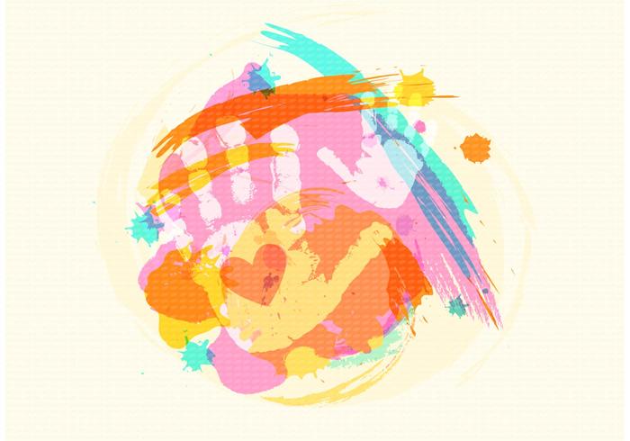 Free Child Handprint On Watercolor Vector Background Free Child Handprint On Watercolor Vector Background
