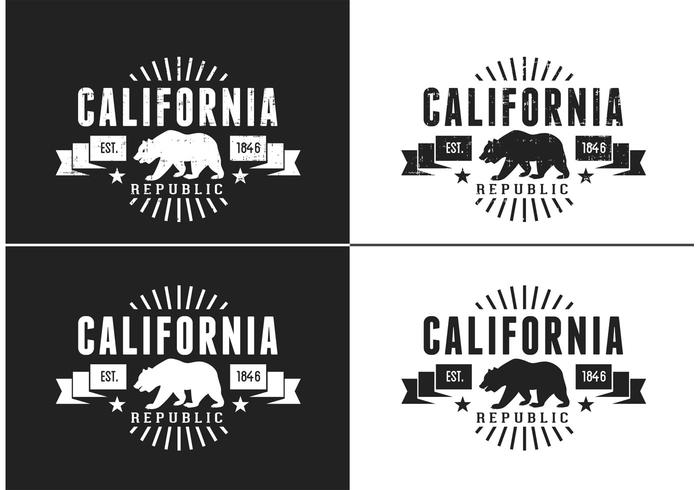 Libre de California Bear Vector Retro Logo