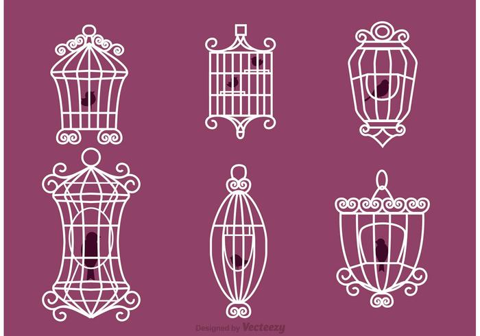 Vintage Bird Cage Vectors with Birds Vintage Bird Cage Vectors with Birds