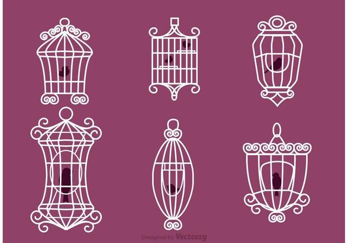 Vintage Bird Cage Vectors with Birds