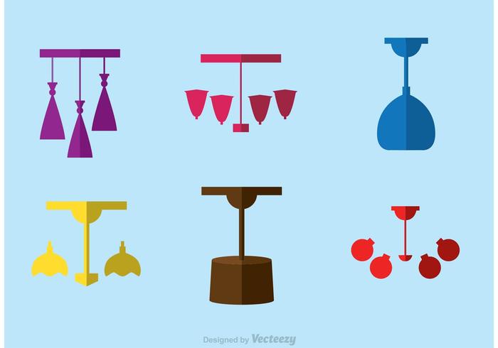 Modern Chandelier Flat Icons Vector