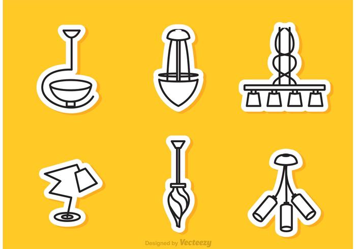 Modern Chandelier Outline Sticker Vector