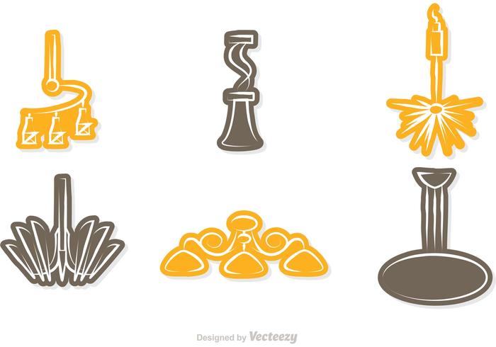 Modern Chandelier Sticker Icons Vector