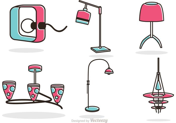 Retro Modern Chandelier and Lamp Vectors Retro Modern Chandelier and Lamp Vectors