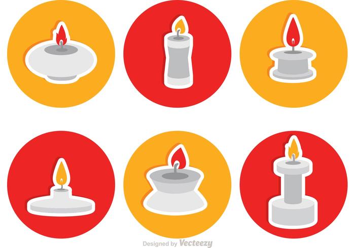 Silver Candlesticks Flat Icons Vector