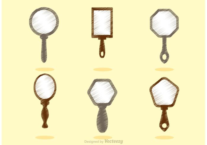 Sketchy Vintage Hand Mirror Vectors