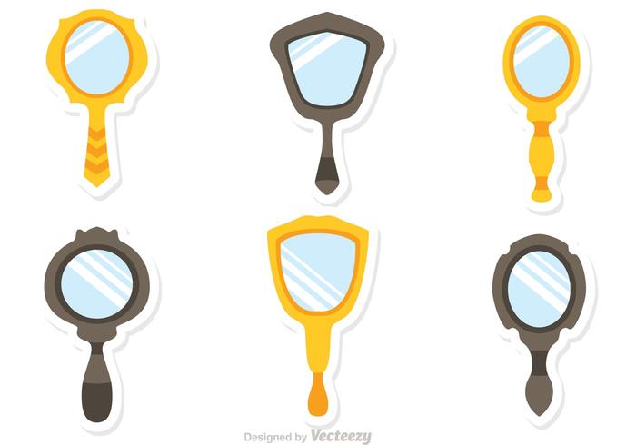 Set Of Vintage Hand Mirror Vector Stickers 