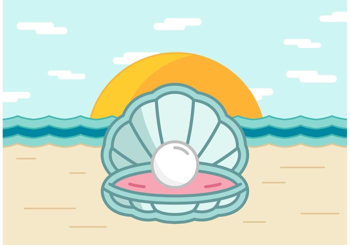 Pearl Shell On The Beach Vector Pearl Shell On The Beach Vector