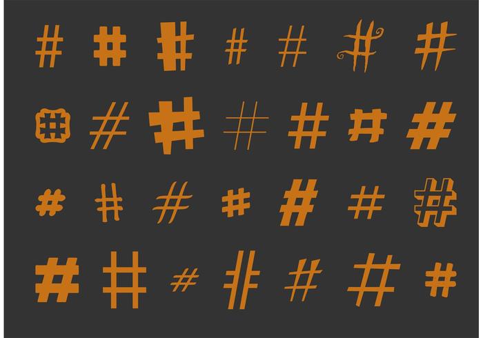 Various Hashtag Vectors Set