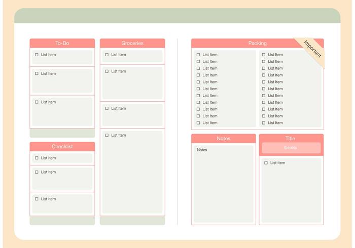 Lista de verificación moderna plantilla vector conjunto