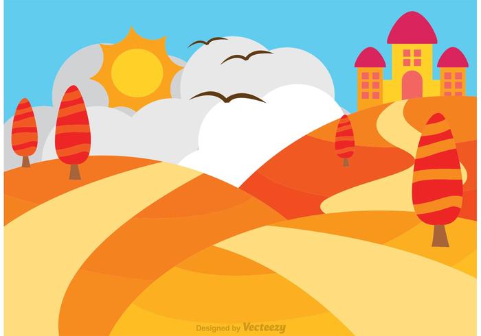 Rolling Hills With Castle Vector Rolling Hills With Castle Vector