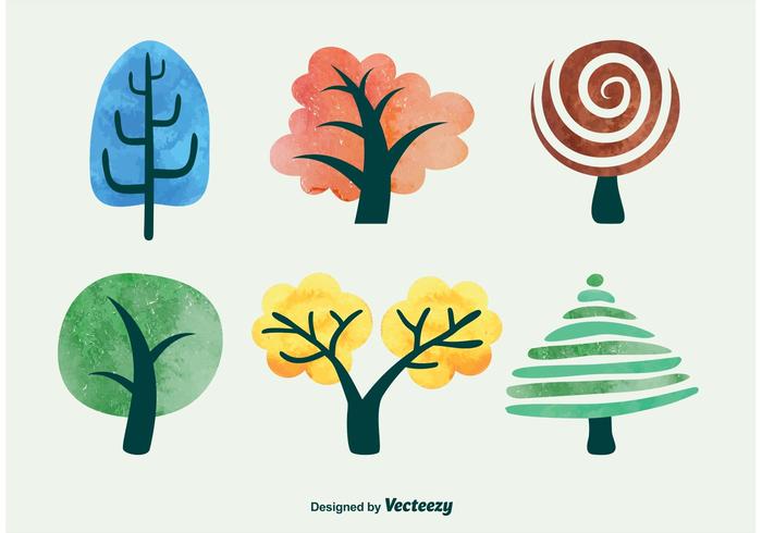 Watercolor Vector Trees