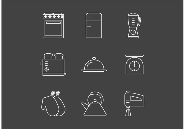 Free Outline Vintage Kitchen Utensils Vector Icons