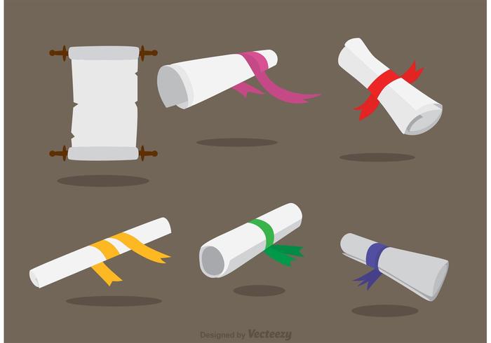 Scrolled Paper With Ribbon Vectors