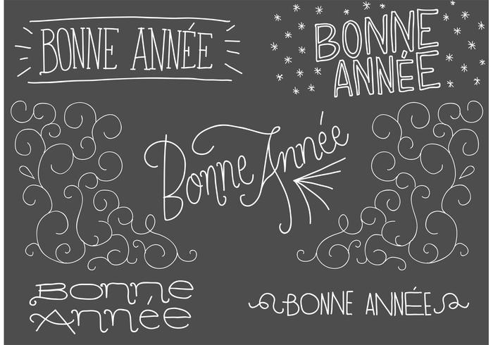 Chalk Drawn Bonne Annee Free Vector