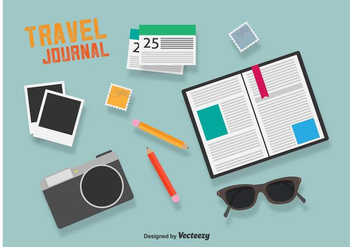 Travel Journal Color Flat Icons vector