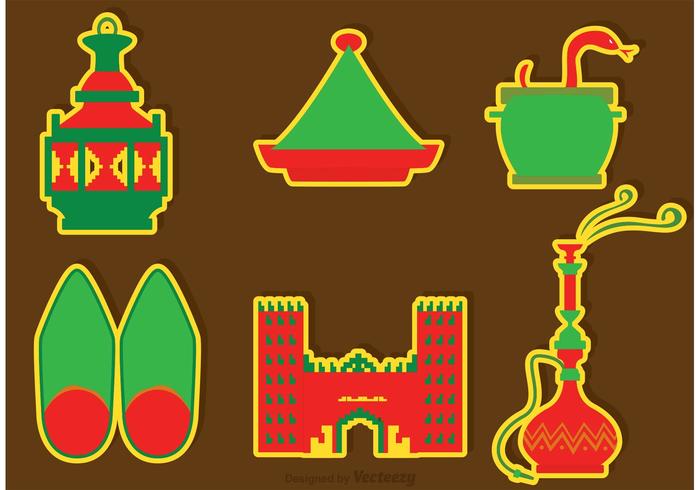 Morocco Culture Icons Vectors