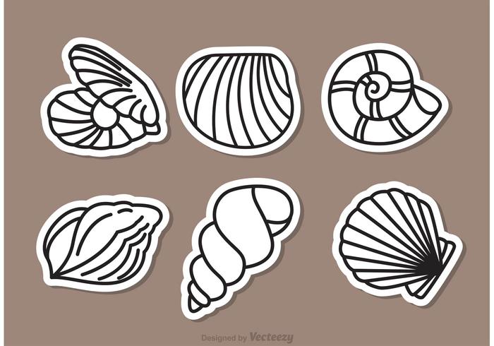Sea shell contorno iconos vector